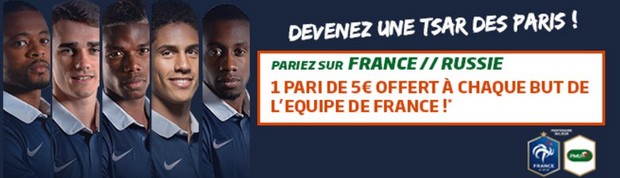 Pariez sur France/Russie avec PMU