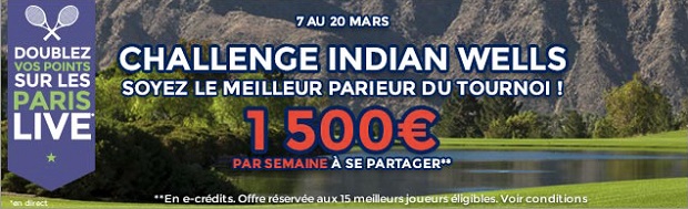 1.500 € par semaine pour le tournoi d'Indian Wells sur Parionsweb