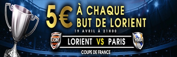 Netbet.fr vous offre 5 euros de bonus à chaque but de Lorient face au Paris SG
