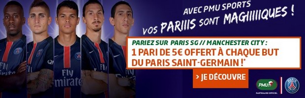 PSG/Manchester City sur PMU : 1 but parisien = 5 € offert