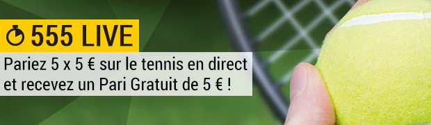 Pendant Wimbledon, Bwin offre 5€ de paris gratuits grâce à l'offre 555 LIVE