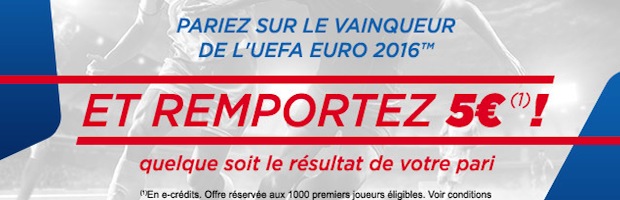 Euro 2016 sur Parions Web : 5 euros de bonus offerts