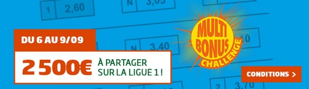 Bonus de 2.500 euros à partager pour la 4ème journée Ligue 1 sur PMU
