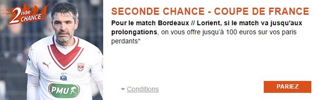 Pariez en seconde chance sur Bordeaux Lorient avec PMU