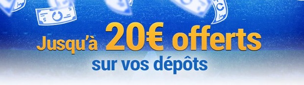 Empochez de 5€ à 20€ en mars lorsque vous créditez votre compte joueur France Pari