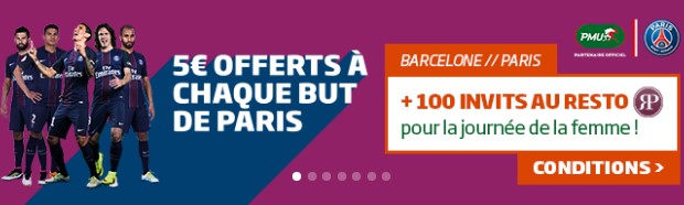 5€ offerts par PMU à chaque but parisien pour Barça-PSG en LDC