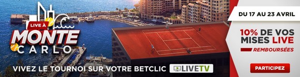 Pariez en Live sur le tournoi de Monte-Carlo avec Betclic