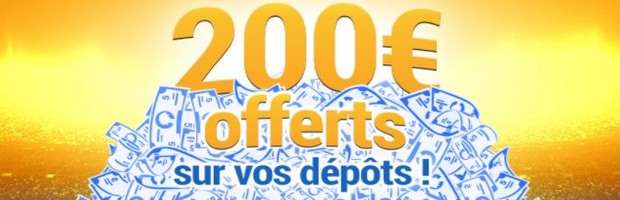 Jusqu'à 200€ offerts pour un dépôt d'argent sur France Pari