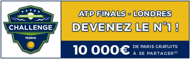 Cagnotte de 10.000€ à partager sur ParionsSport lors des ATP Finales de Londres