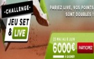 Challenge "Jeu, Set & Live" sur Betclic : 6000 € à gagner en pariant sur le tennis