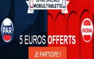 Pariez 5€ sur la rencontre PSG - Monaco via mobile ou tablette et ParionsWeb vous offre 5€ de paris gratuits
