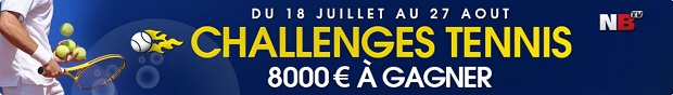 De 20 à 500€ à gagner chaque semaine sur Netbet en juillet et en août avec le challenge tennis