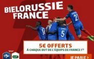 Pariez sur le match Biélorussie-France du 6 septembre avec PMU : 5€ offerts à chaque but des Bleus