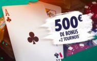 Bonus Unibet Poker de bienvenue : 1er dépôt doublé jusqu’à 500€ + 2 tickets tournois offerts à l'inscription